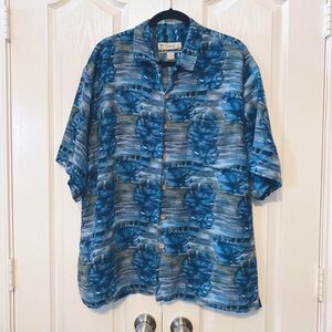 Kahala Hawaiian Island Buttons Down Blue Shirt Size XL